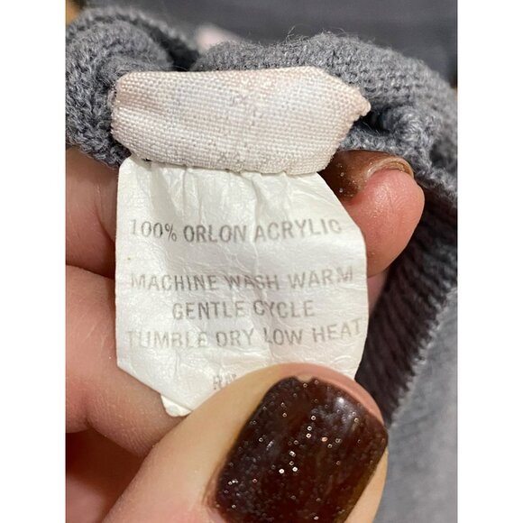 Vintage Bike Gray V-Neck Sweater With Striped Collar Men’s Size Small - Picture 5 of 8